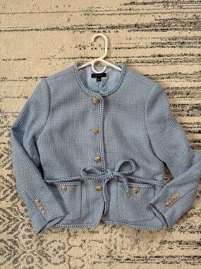Ann Taylor Light Blue Braided Tweed Blazer